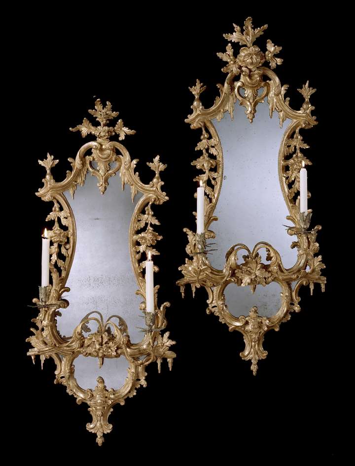 A PAIR OF GEORGE III GILTWOOD GIRANDOLES